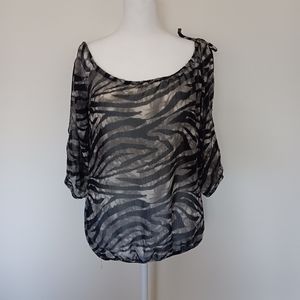 vintage y2k wet seal sheer glittery zebra print blouse